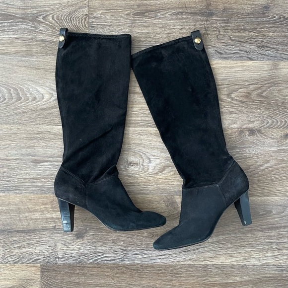Coach Shoes - Coach Y2K Black Suede Knee High Heeled Boots Mina 9.5 Vintage 2000s